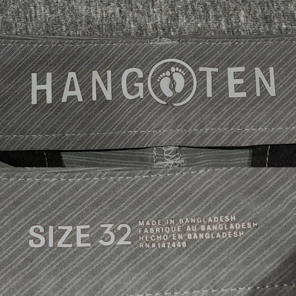 Hang Ten‎ Hybrid Board Short sz 32 Men Gray Stripe Flat Front Swim Surf Golf 11